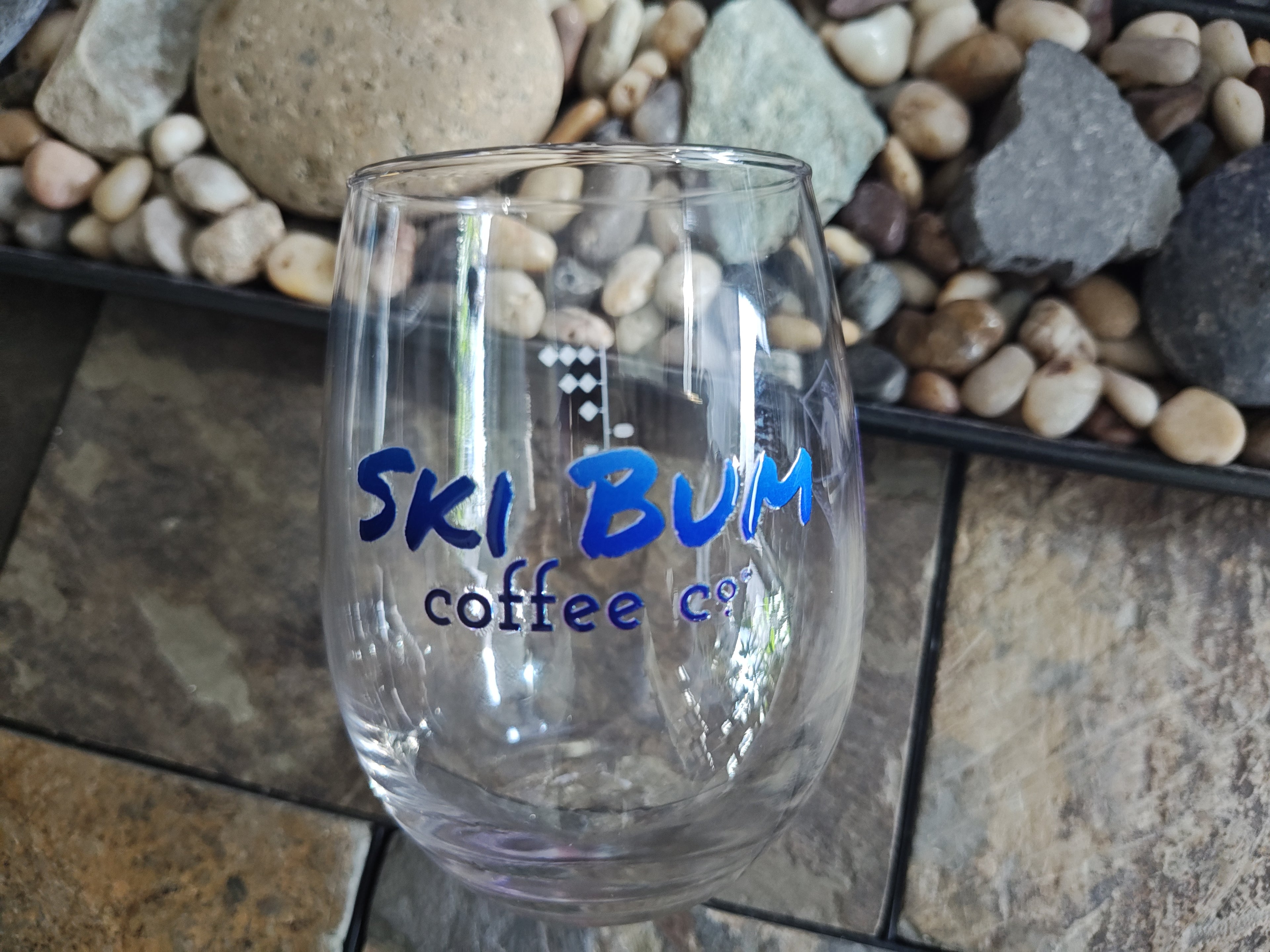 Ski Bum Coffee Co slope scale - Stemless wine glass