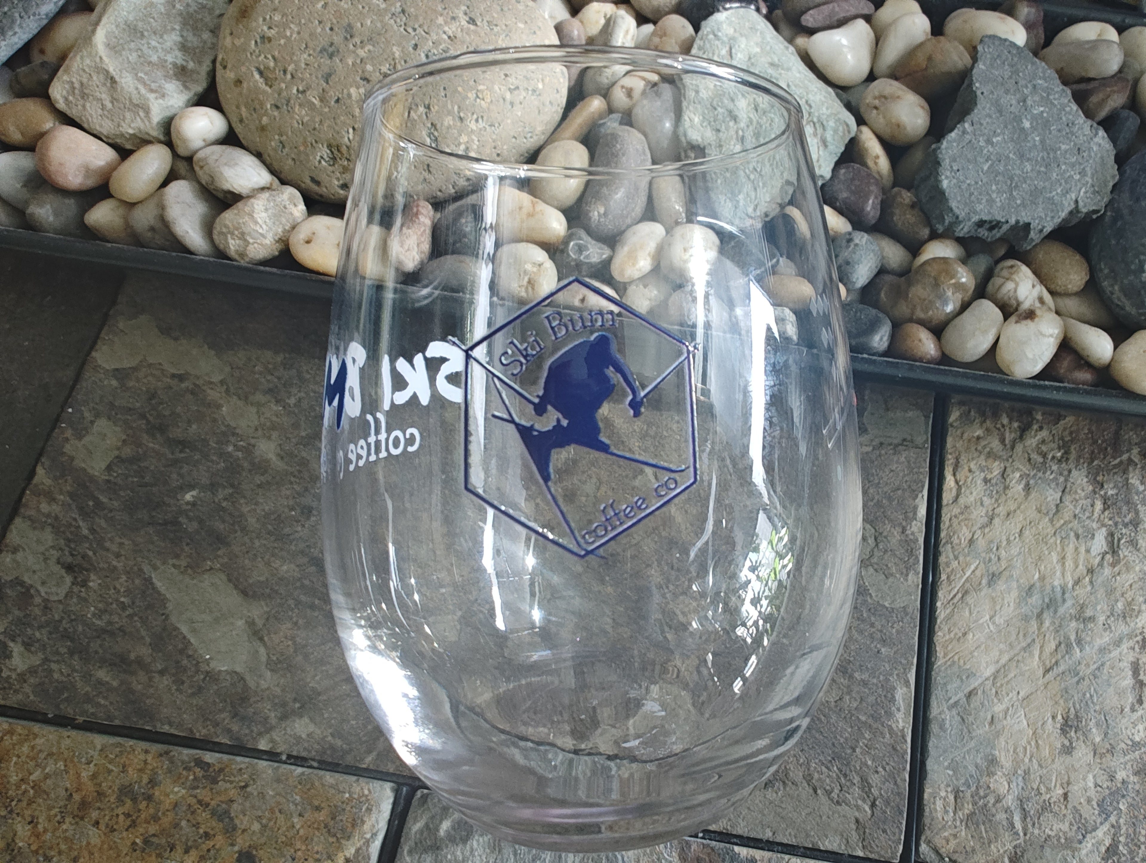 Ski Bum Coffee Co - Stemless wine glass