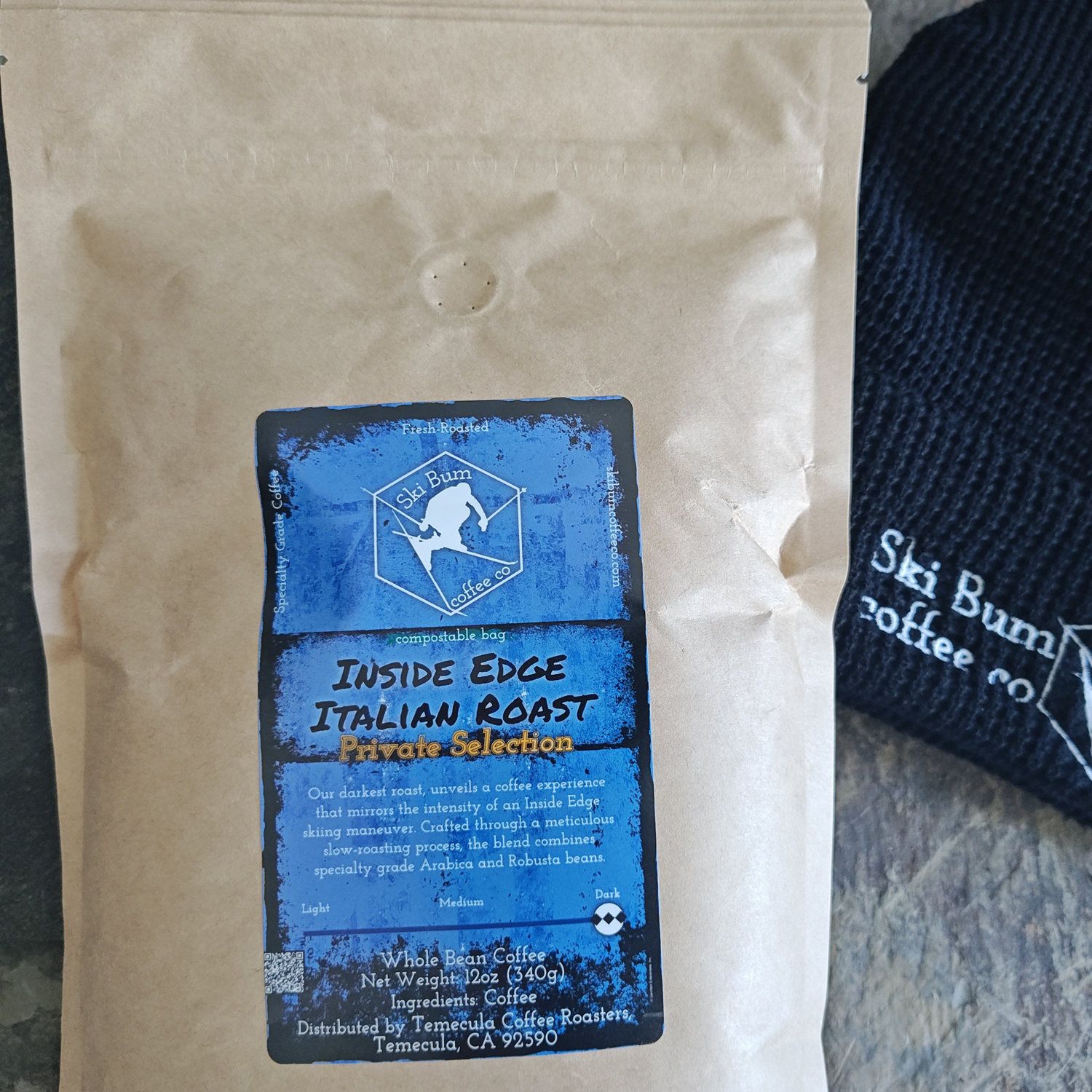 Inside Edge Italian Roast - Private Selection (shown in as Whole Bean, 12oz Compostable Bag, picture from July 2024)