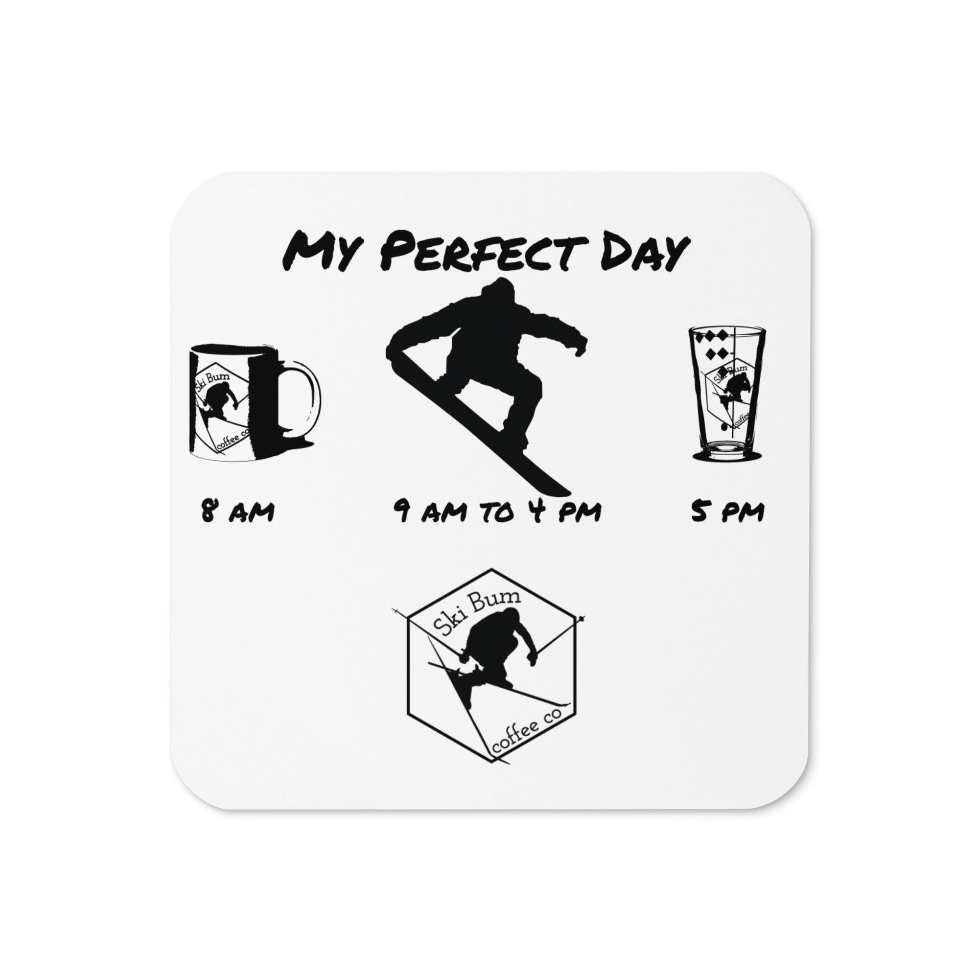 Cork-back coaster - snowboard (My Perfect Day)