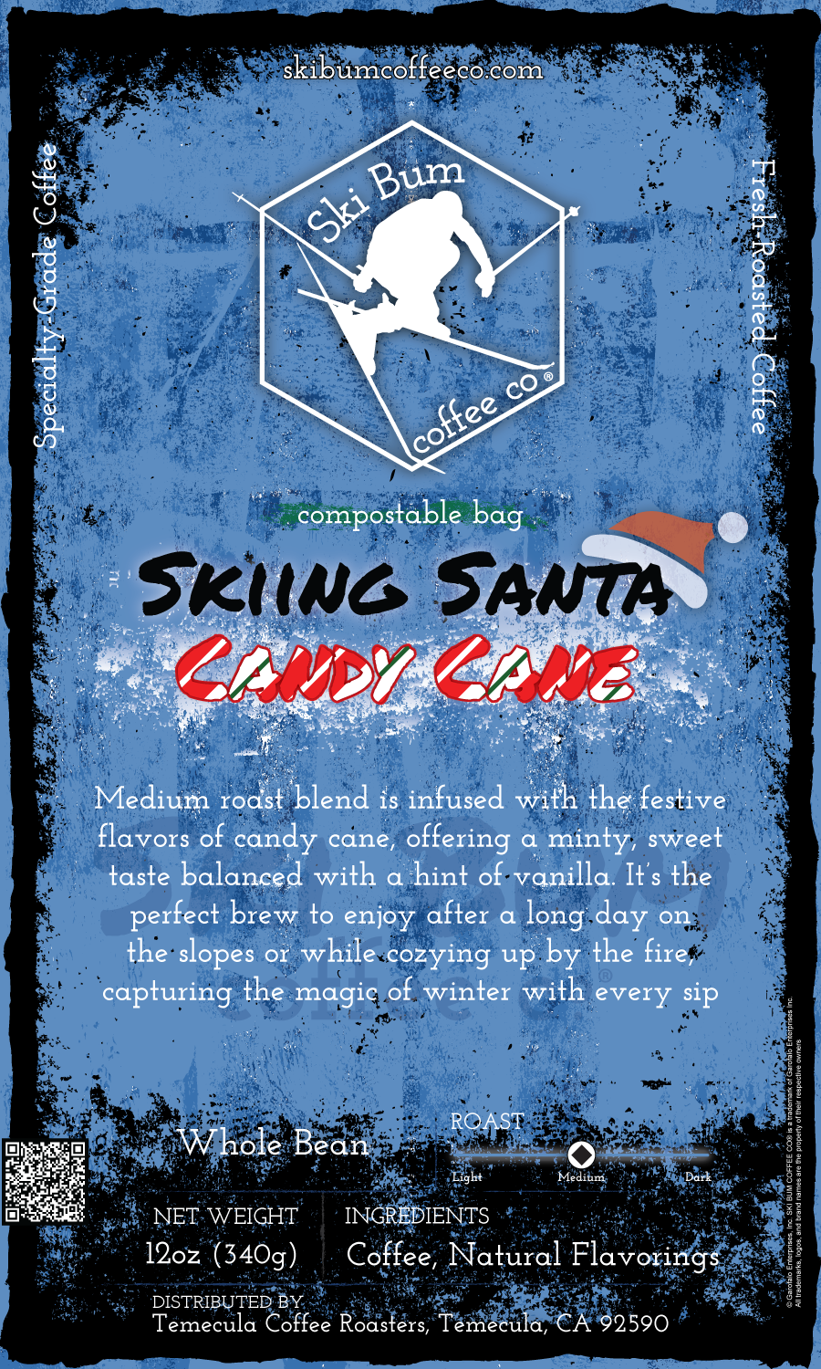 Skiing Santa Candy Cane
