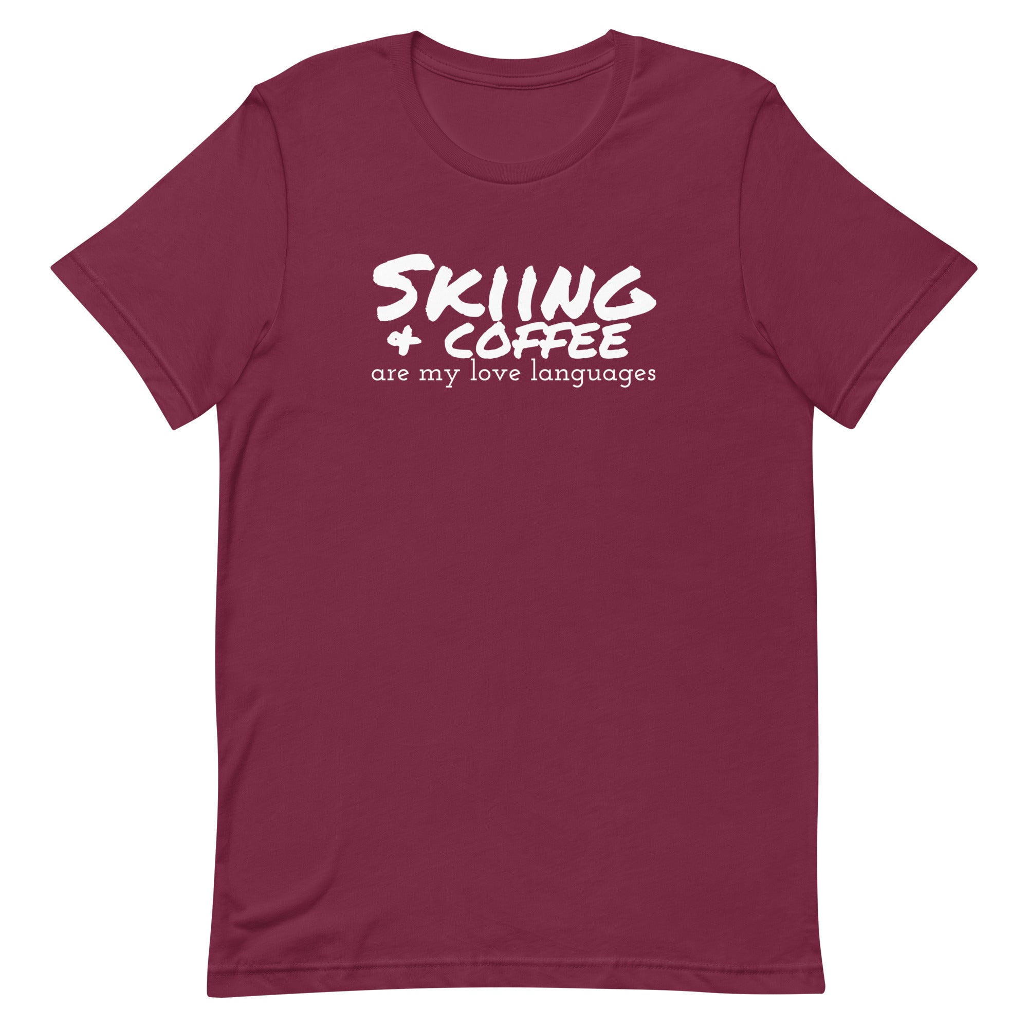 Unisex t-shirt (Skiing & Coffee: Love Languages)