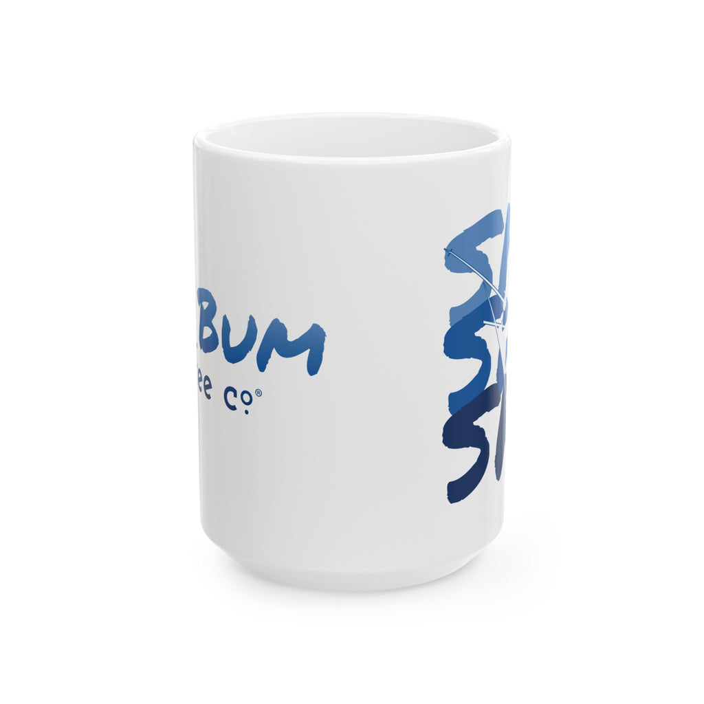 Ski Ski Ski Blue Abstract Typography Ceramic Mug