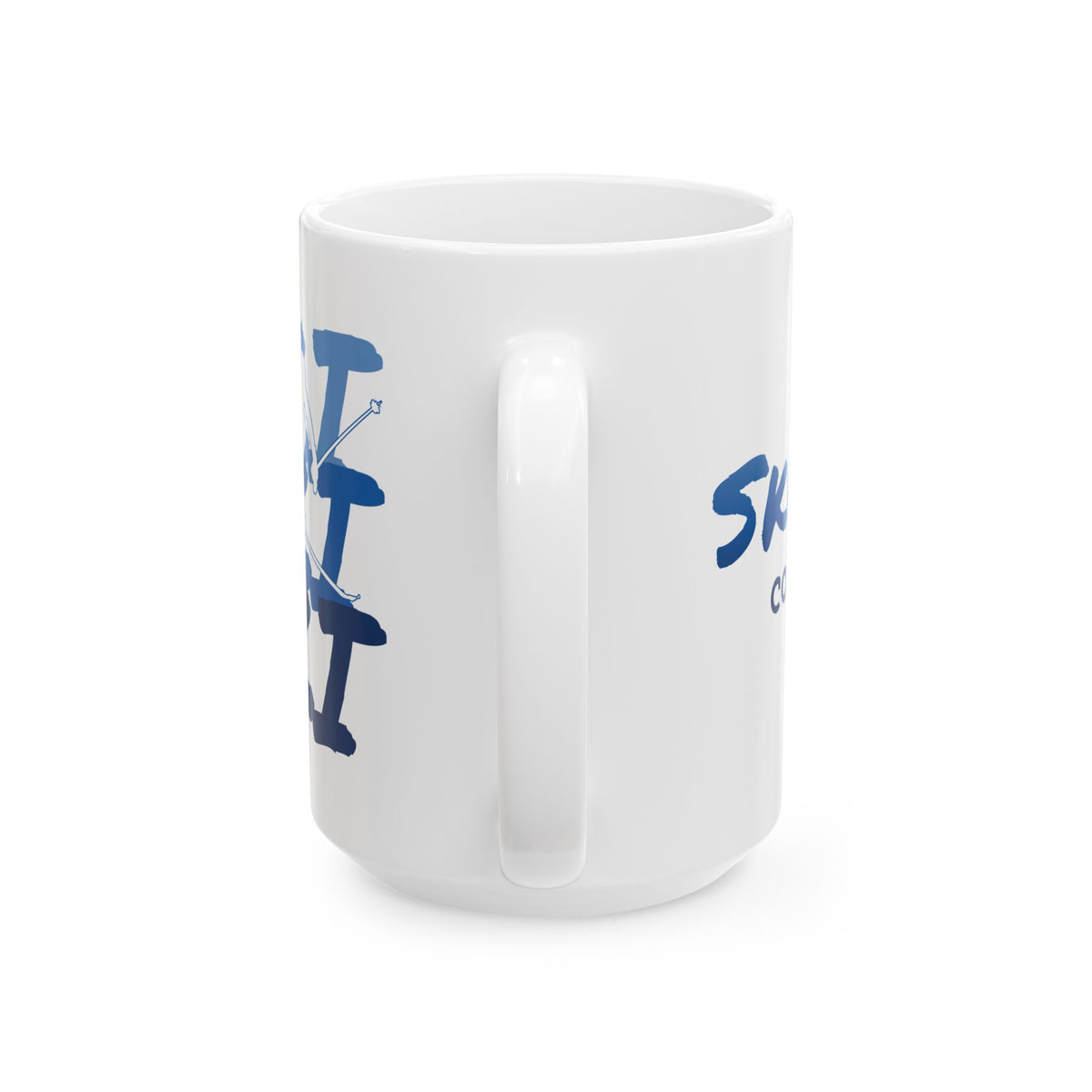 Ski Ski Ski Blue Abstract Typography Ceramic Mug
