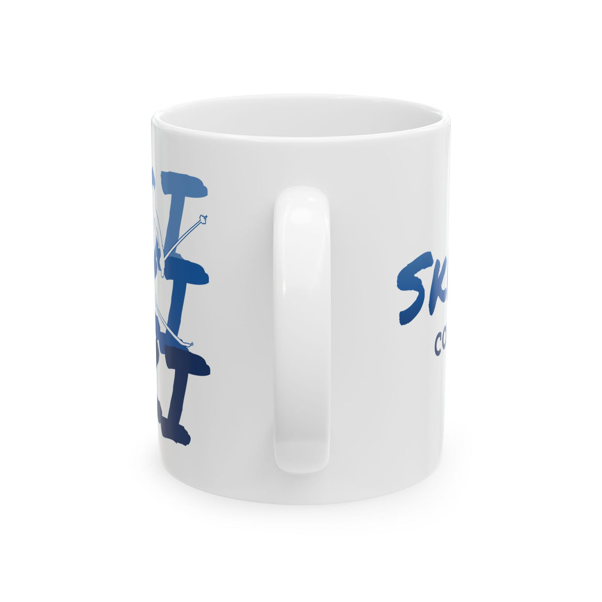 Ski Ski Ski Blue Abstract Typography Ceramic Mug
