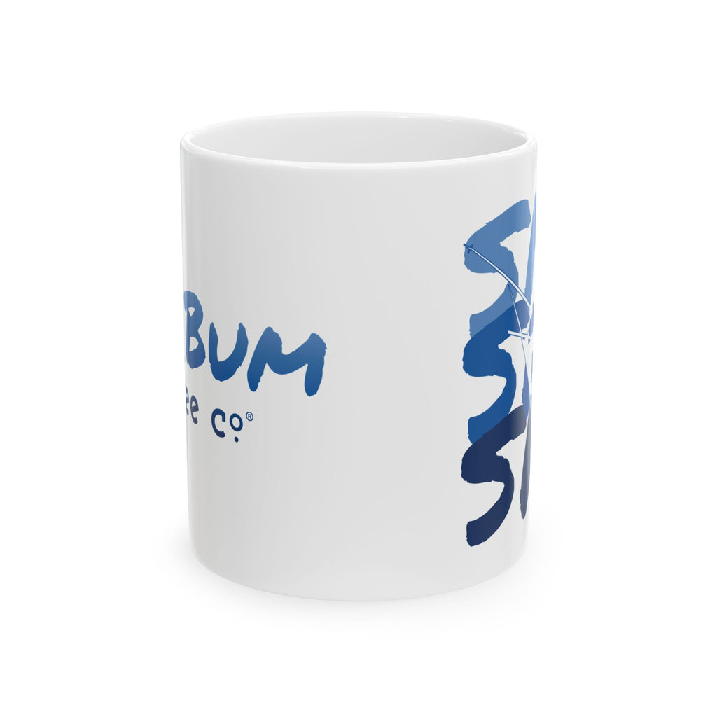 Ski Ski Ski Blue Abstract Typography Ceramic Mug