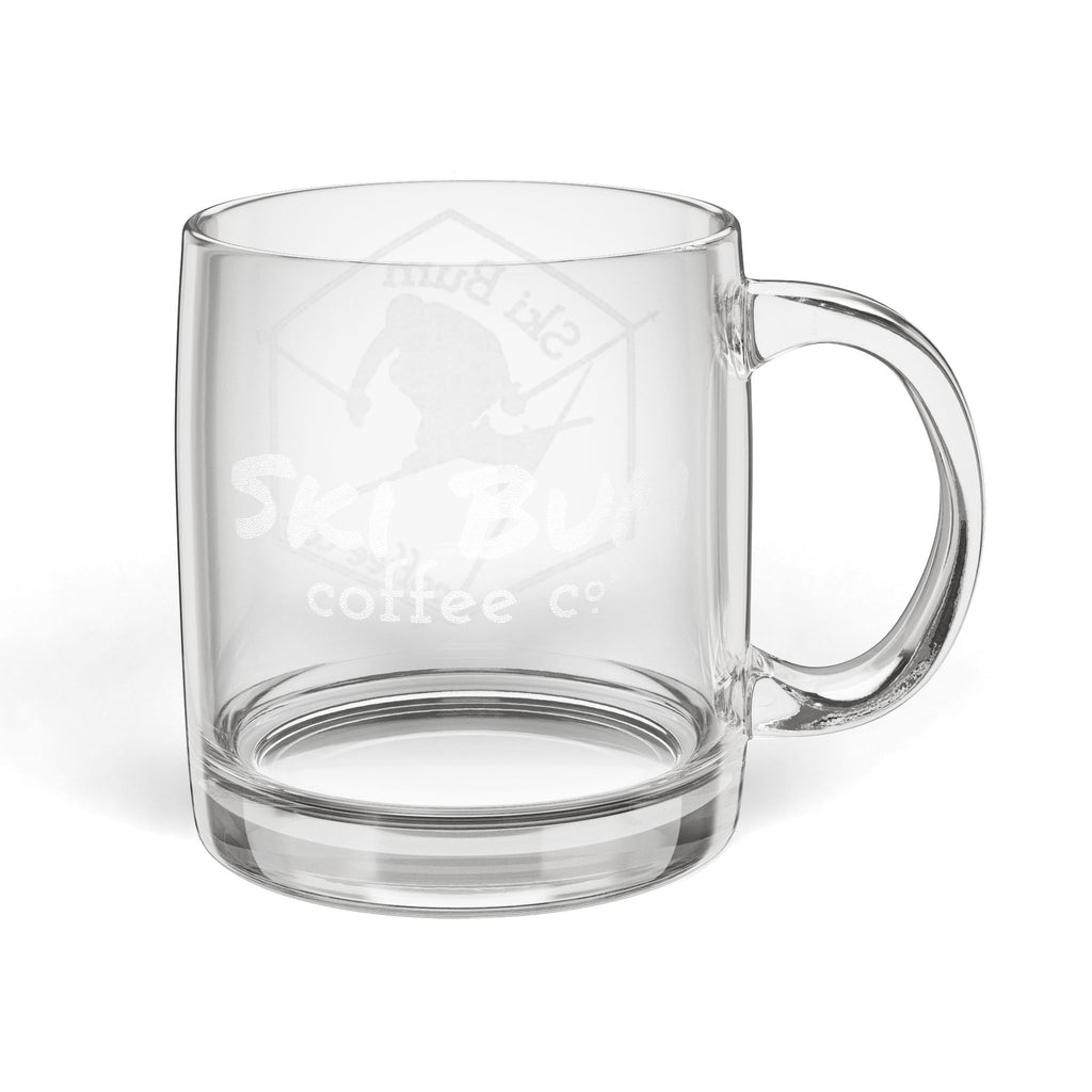 Engraved Glass Coffee Mug for Ski Trips & Morning Coffee