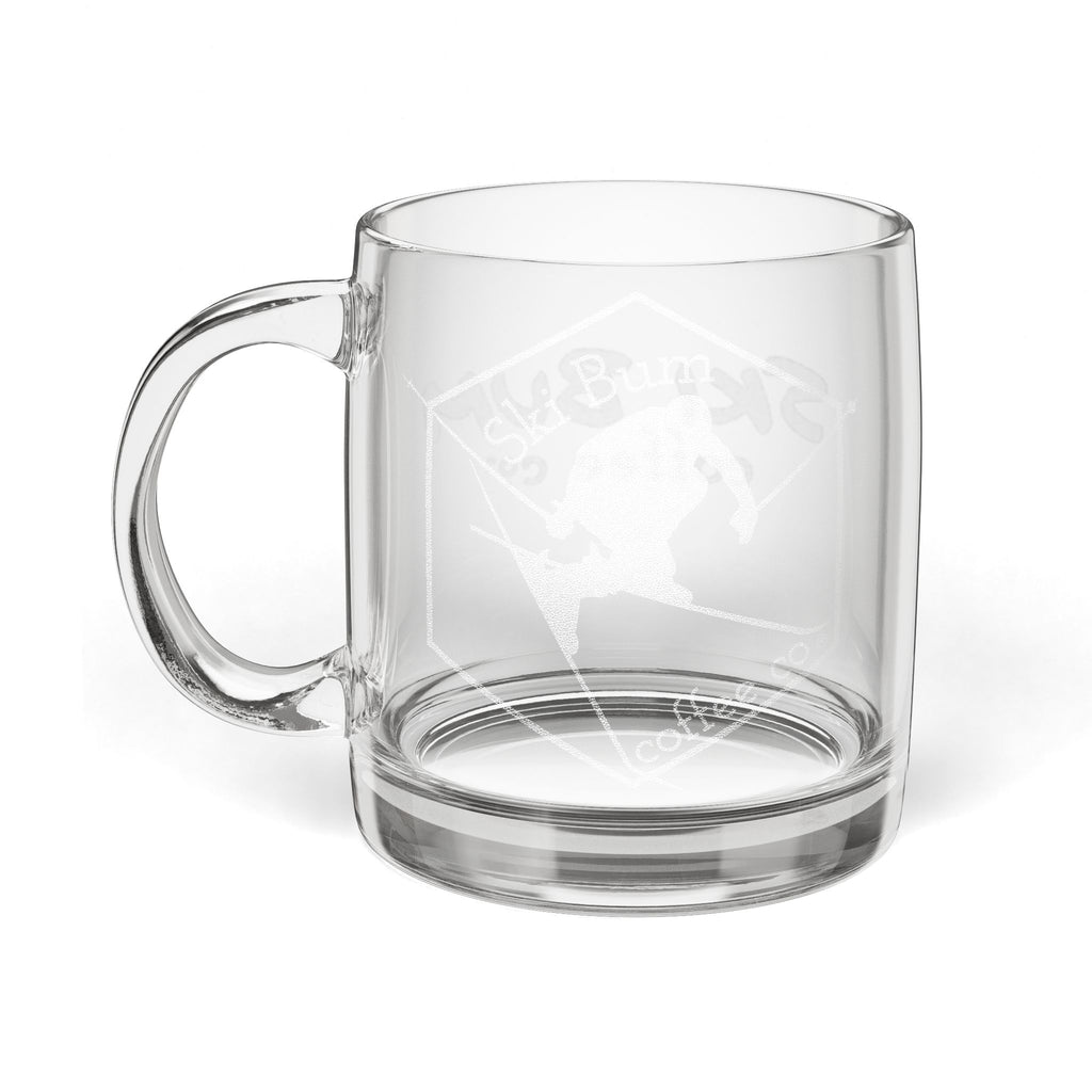 Engraved Glass Coffee Mug for Ski Trips & Morning Coffee