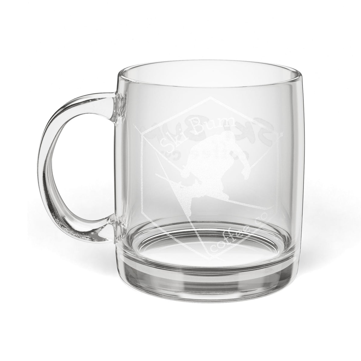 Engraved Glass Coffee Mug for Ski Trips & Morning Coffee