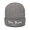 Ski Bum Embroidered Ribbed Knit Beanie – Cozy Winter Ski Hat