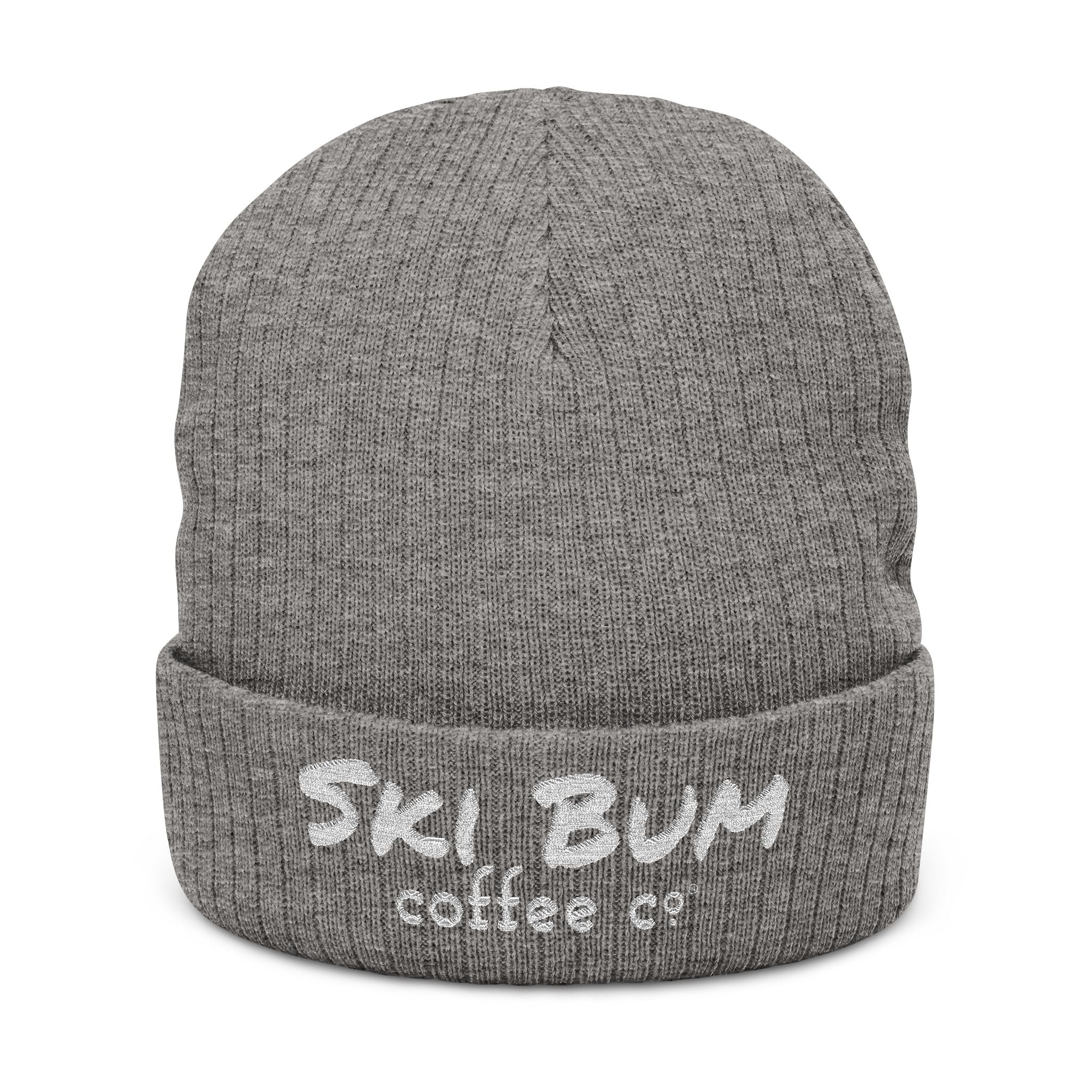 Ski Bum Embroidered Ribbed Knit Beanie – Cozy Winter Ski Hat