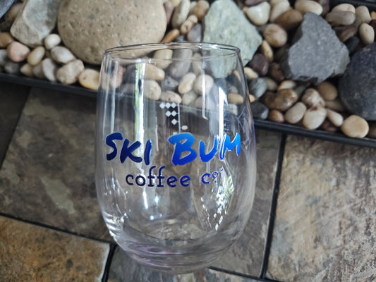 Ski Bum Coffee Co - Stemless wine glass