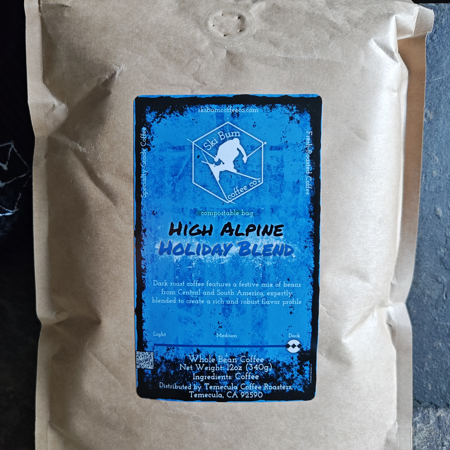 High Alpine Holiday Blend (shown in a Compostable Bag, picture from January 2025)