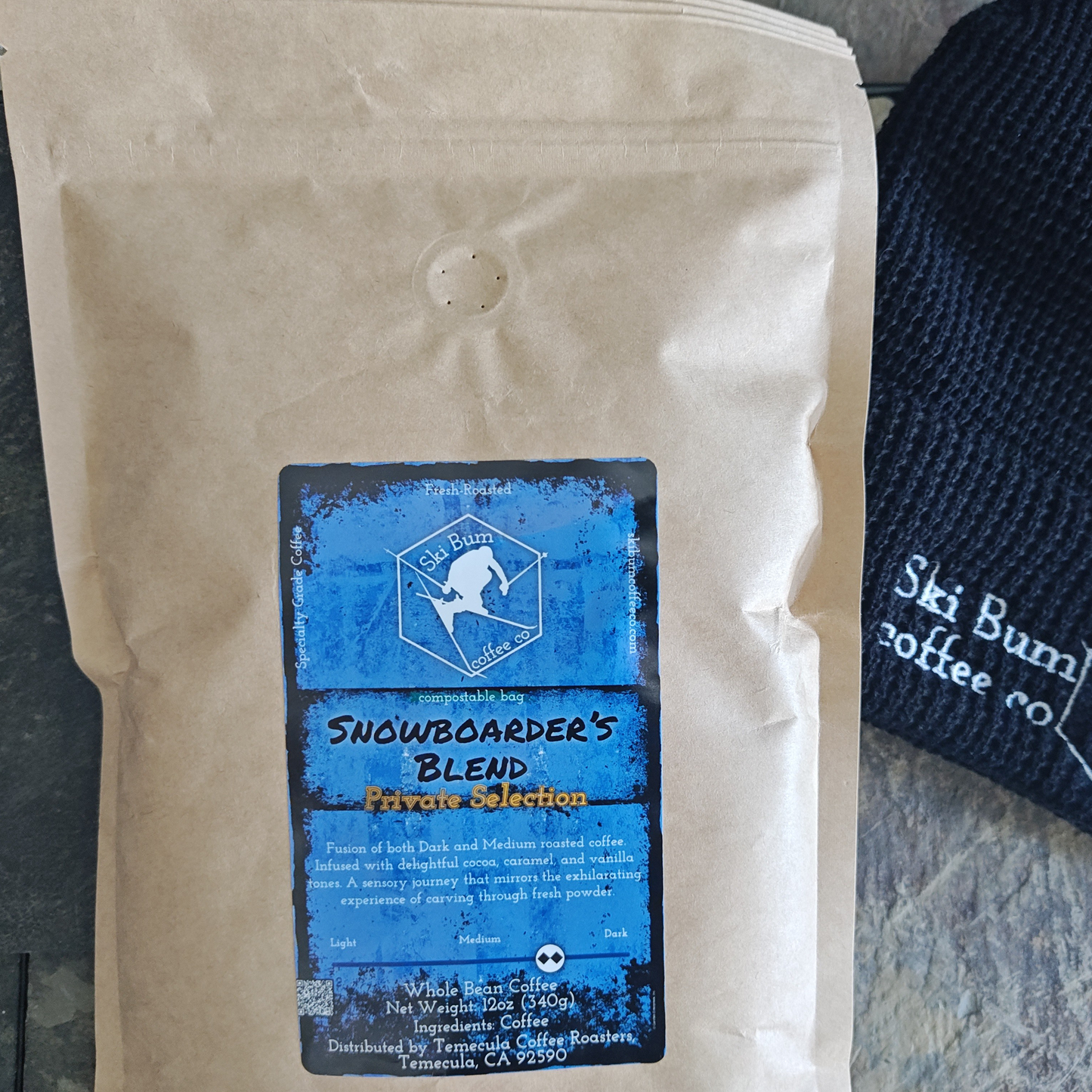 Snowboarder's Blend - Private Selection (shown in as Whole Bean, 12oz Compostable Bag)