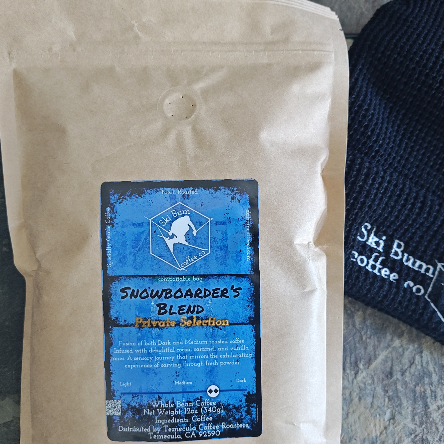 Snowboarder's Blend - Private Selection (shown in as Whole Bean, 12oz Compostable Bag)