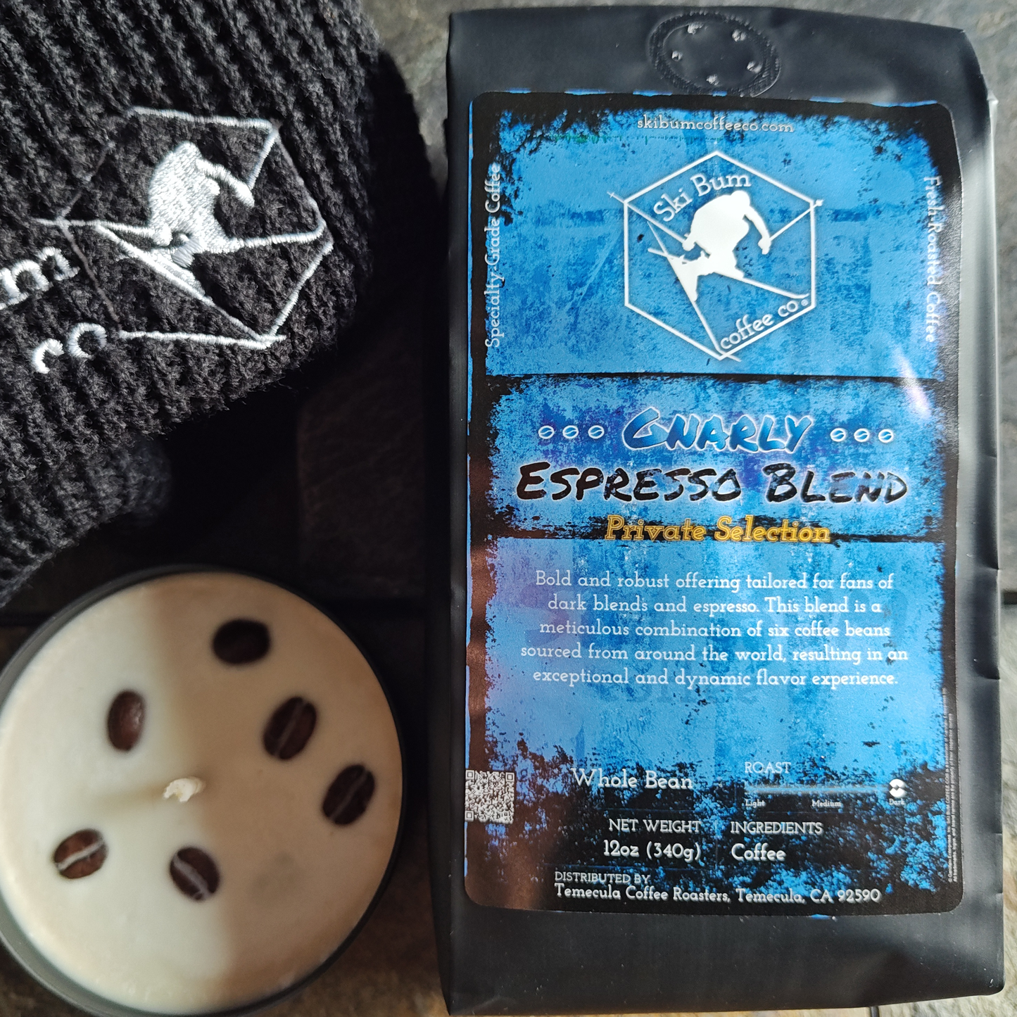 Gnarly Espresso Blend bundle: coffee & candle