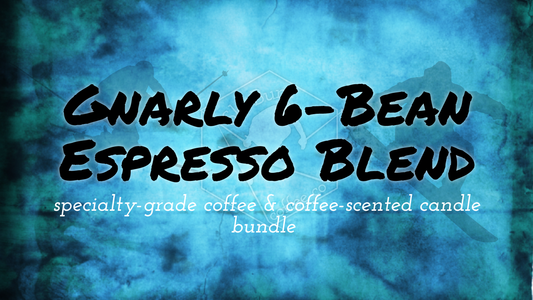 Gnarly 6-Bean Espresso Blend bundle: coffee & candle