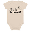 Organic cotton baby bodysuit (Ski Bum In Training)