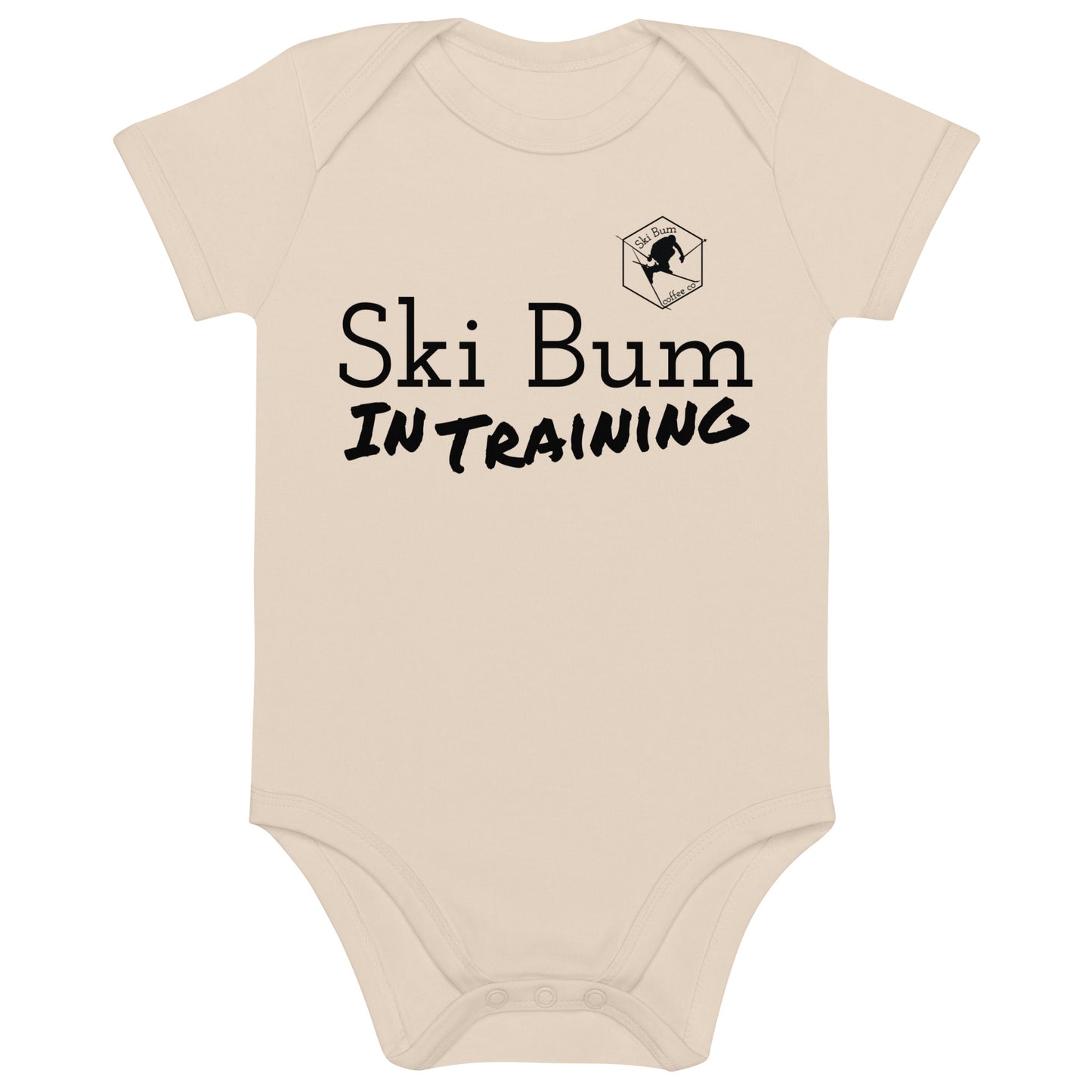 Organic cotton baby bodysuit (Ski Bum In Training)